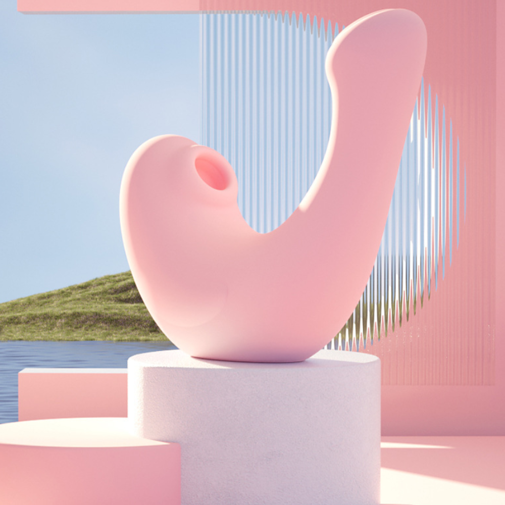 Liquid silicone dual-effect stimulating personal massager - a smart toy for both female sucking and vibration functions