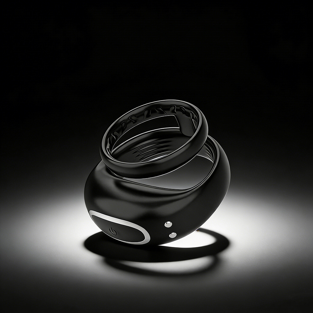 Obsidian Dual-Ring Smart Vibrator, Couples' Intimacy Essential, Multi-Frequency Vibration, Discreet & Luxe