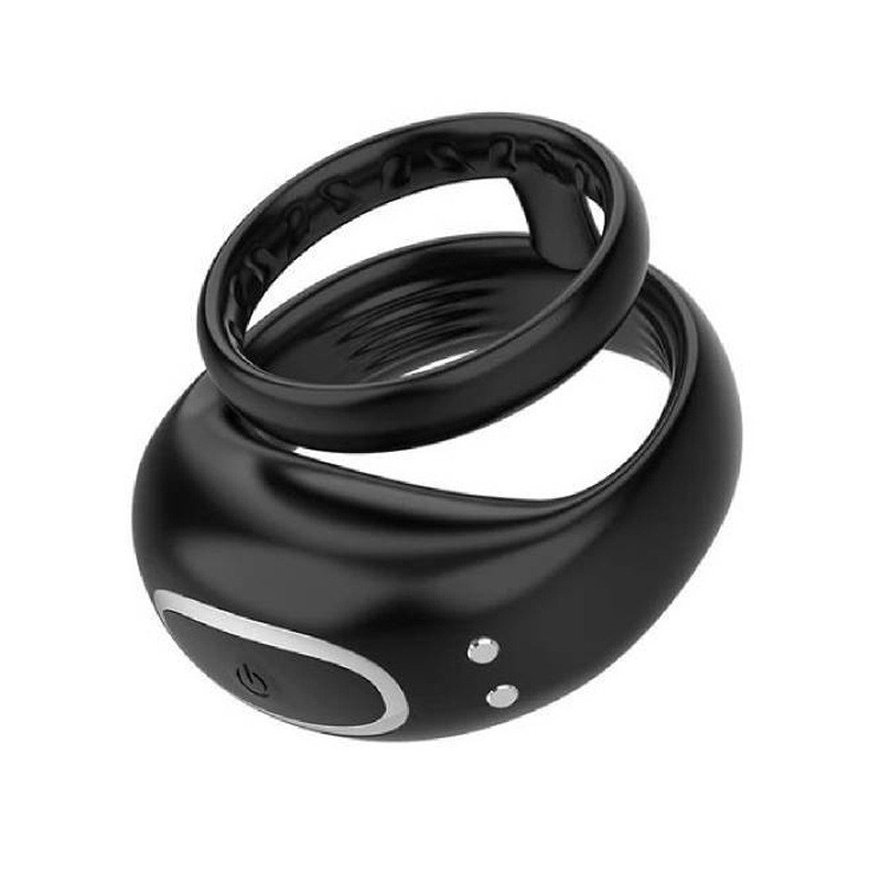 Obsidian Dual-Ring Smart Vibrator, Couples' Intimacy Essential, Multi-Frequency Vibration, Discreet & Luxe