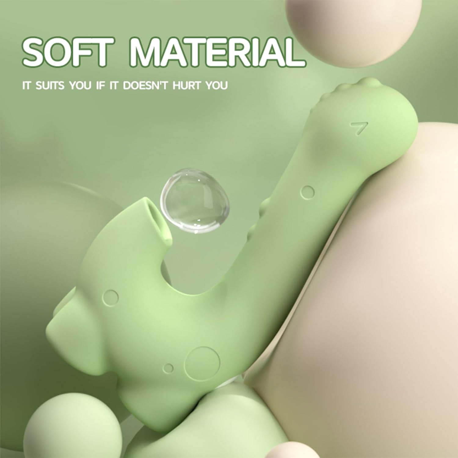 Matcha Dino Dual-Action Massager, Suction & Vibration Modes, Beginner-Friendly Self-Care Essential